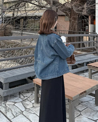 Corduroy Collar Neck Denim Jacket