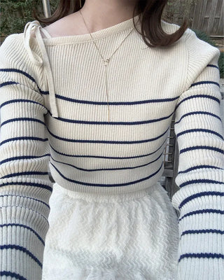 Striped off-shoulder knit