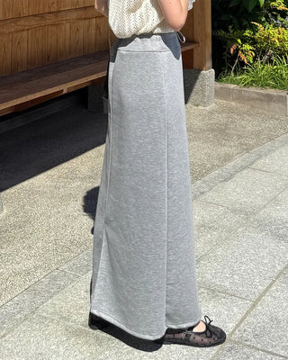 Simple elastic waist sweat maxi skirt