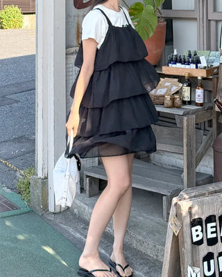 Can-can frill mini dress