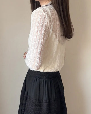 Flower sheer layered T-shirt