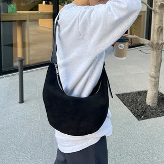 Suede Round Shoulder Bag