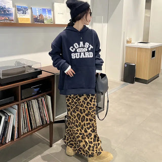 Leopard print long skirt