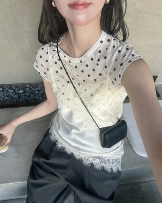 Big lace point asymmetrical camisole