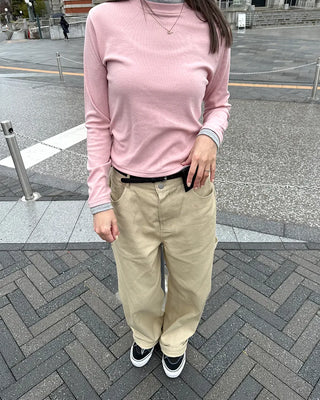 Cotton pants with side buckle patches