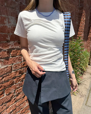 Unique pintuck semi-cropped French T-shirt