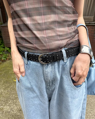 Suede stud belt