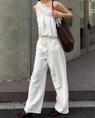 Cotton linen wide-leg pants