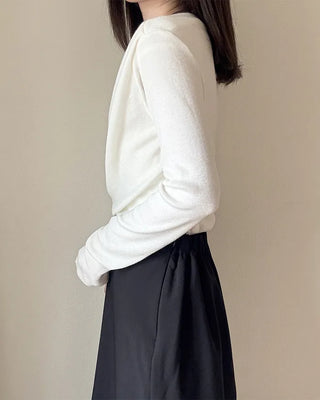Drape off-shoulder knit