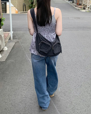 Flower Button Back Banding Sleeveless Blouse
