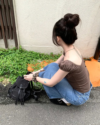 Shirred Ribbon Point T-Shirt