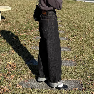 Stitch Point Wide Denim Pants