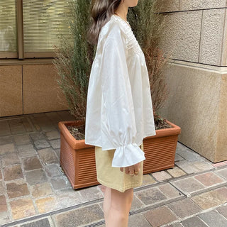 Pintuck frill blouse