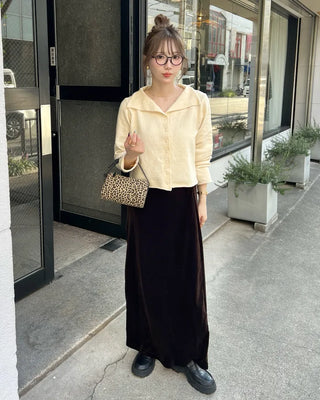 Sailor collar knit cardigan