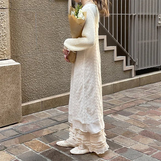 Lace bustier layered dress
