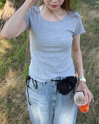 Short-sleeved T-shirt with perforations