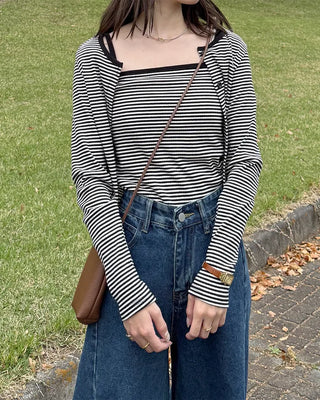 Striped camisole cardigan set