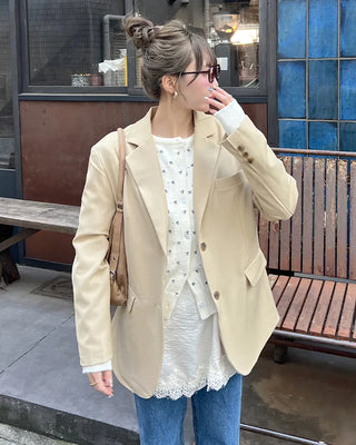 Floral print round neck cardigan