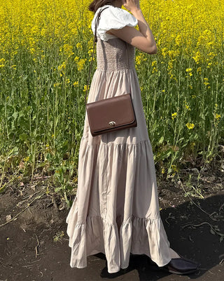 Square neck tiered long skirt