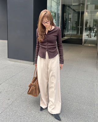 Brushed wide-fit slacks