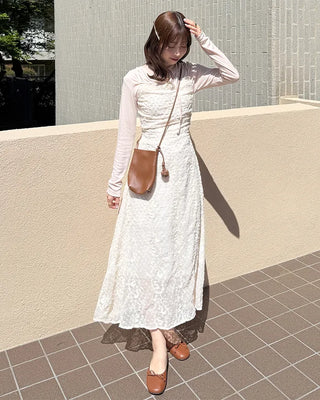 Lace strap detail camisole long dress