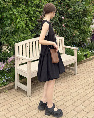 Balloon sleeveless midi dress