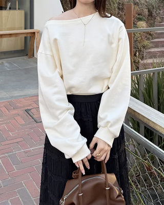 Basic One-Shoulder Crop Sweatshirt