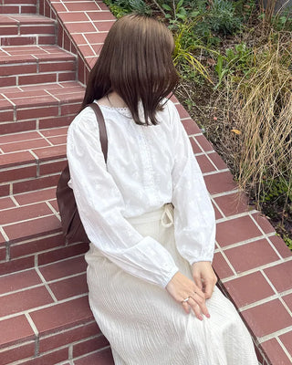 Flower pattern sheer blouse