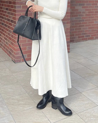 Shirred long knit skirt