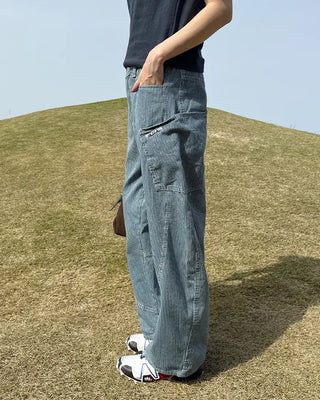 Slit patch pocket denim pants