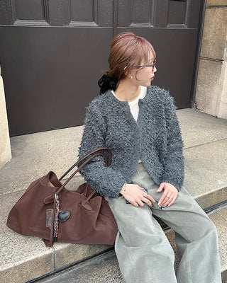 Suede Big Shoulder Tote Bag