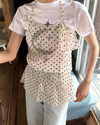 Dot Halter Layered Top