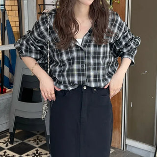 Checked loose-fit shirt