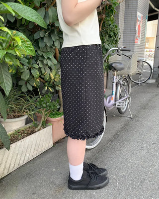 Polka Dot Frill Point Midi Skirt
