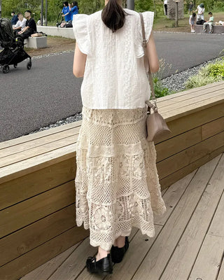 Knitted banded long skirt
