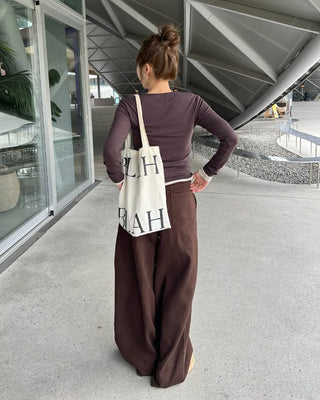 Cotton pintuck wide-leg pants