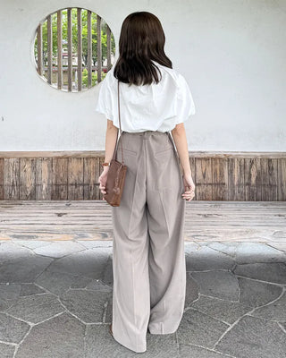 Belted wide-leg pants