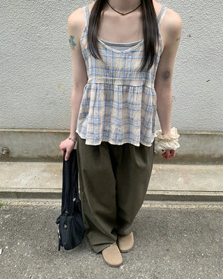 Pastel check camisole blouse
