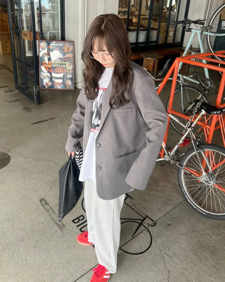 Loose-fit blazer jacket