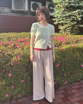 Asymmetrical Button Short Sleeve Knit
