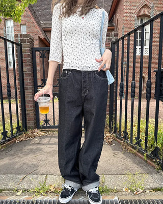 Wide-leg denim pants