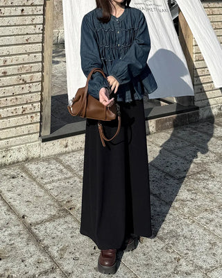 Ribbed maxi long skirt