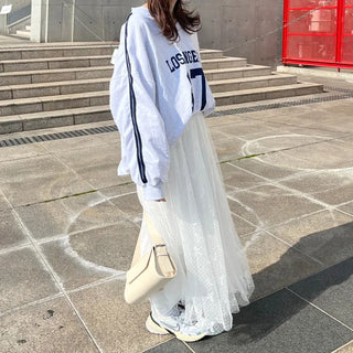 Ribbon pattern tulle skirt