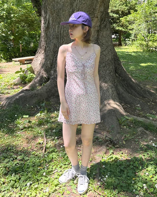 Flower pattern camisole mini dress