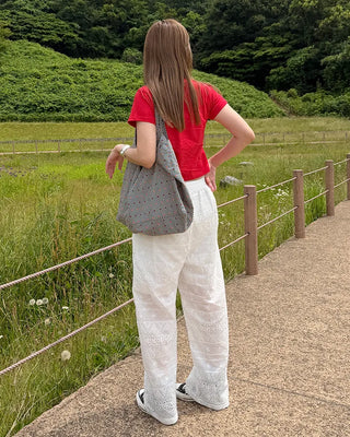 Flower Punching Wide Easy Pants