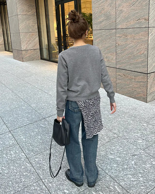 Washed straight denim pants
