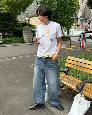 (Unisex) Star Patch Point Short Sleeve T-Shirt