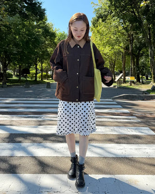 Polka Dot Frill Midi Skirt