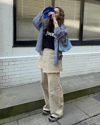 Layered wrap skirt pants