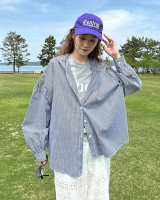 Checked hoodie shirt